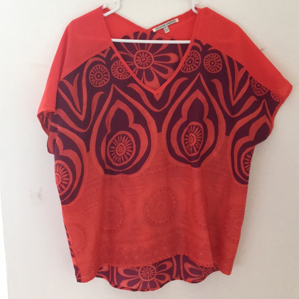 Organ and Purple V-neck Blouse